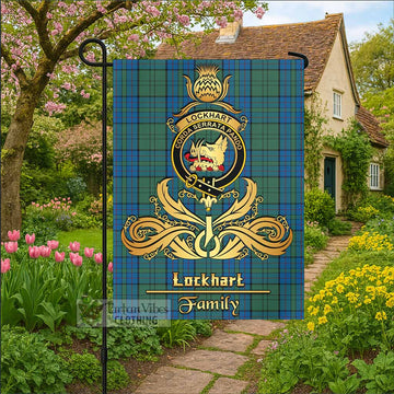Lockhart Tartan Garden Flag with Highland Thistle Cherish Family Crest Style