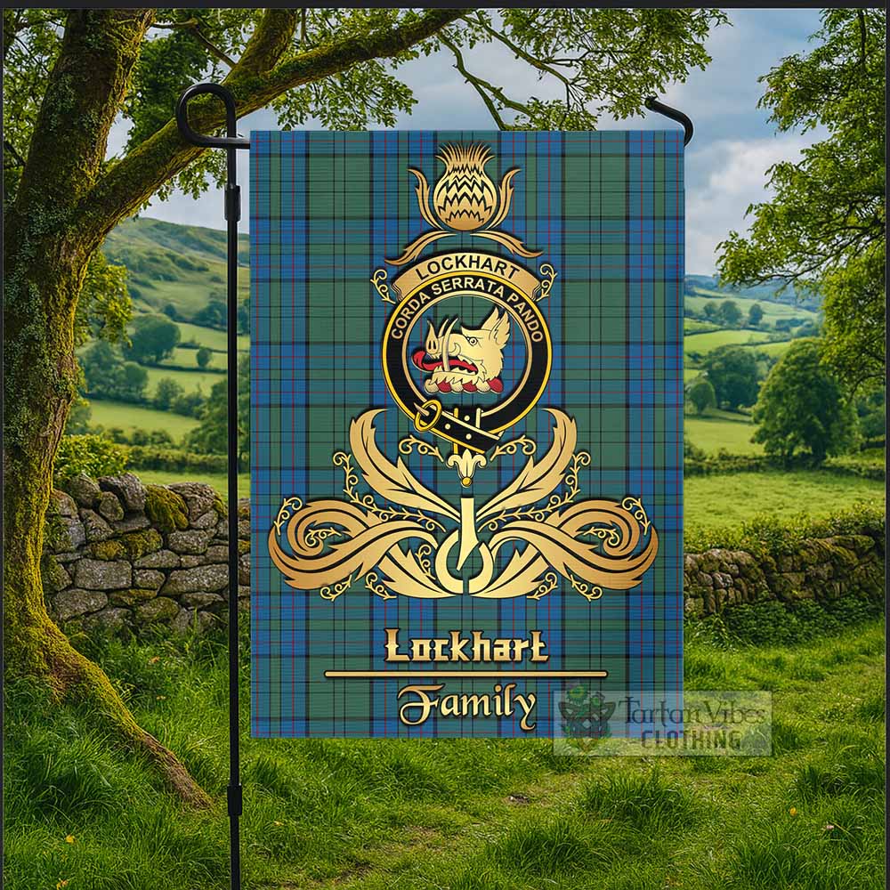 Lockhart Tartan Garden Flag with Highland Thistle Cherish Family Crest Style - Tartan Vibes Clothing