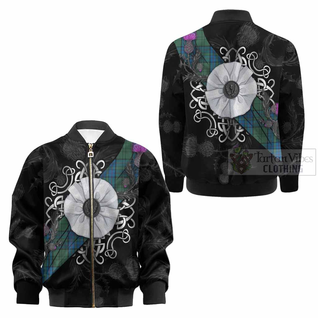 Lockhart Tartan Kid Bomber Jacket Jacobite White Rose - Tartan Vibes Clothing