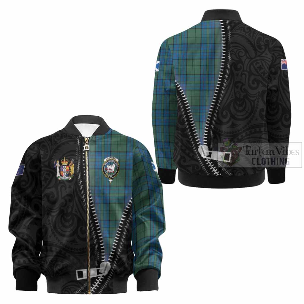 Lockhart Tartan Kid Bomber Jacket New Zealand Pattern Unique Zipper Stylized