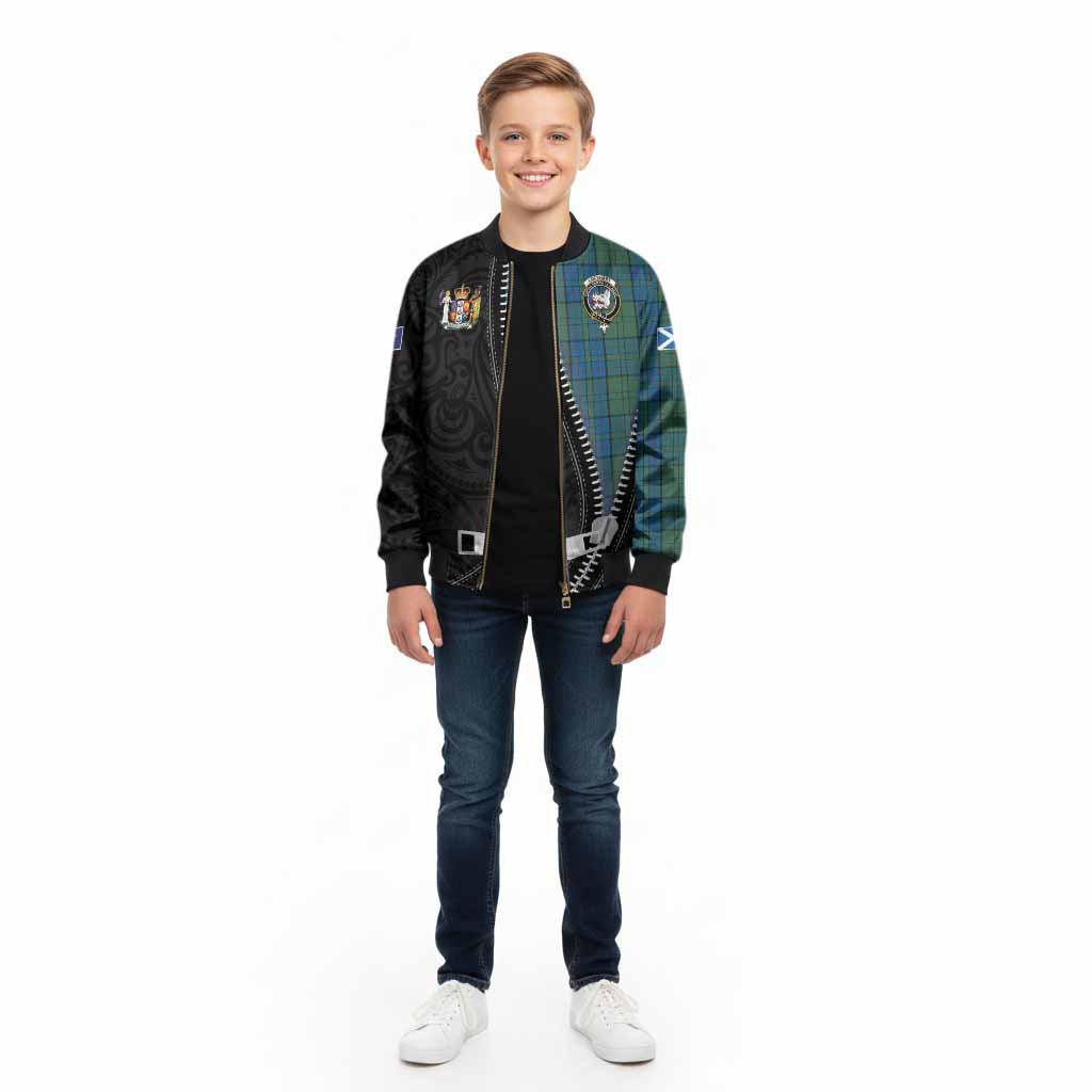 Lockhart Tartan Kid Bomber Jacket New Zealand Pattern Unique Zipper Stylized