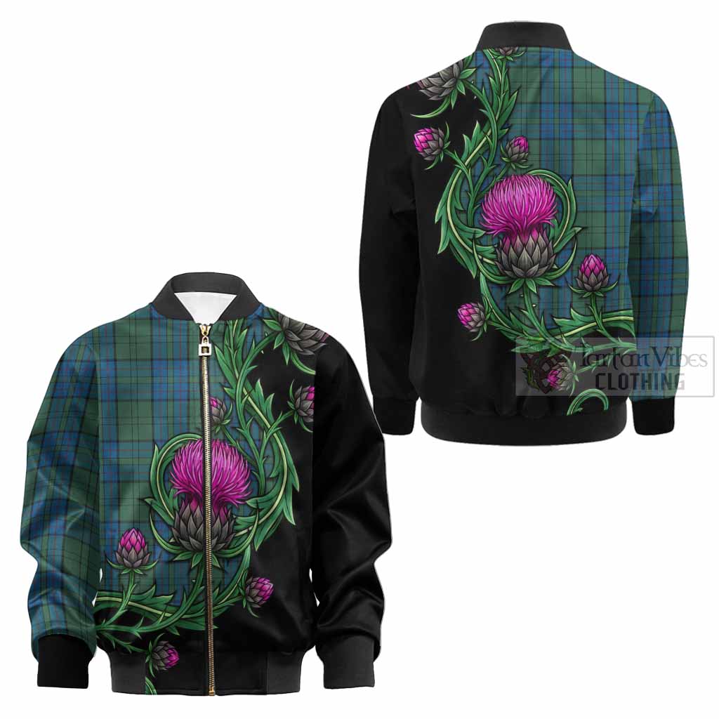 Lockhart Tartan Kid Bomber Jacket Resilient Scottish Thistle - Tartan Vibes Clothing