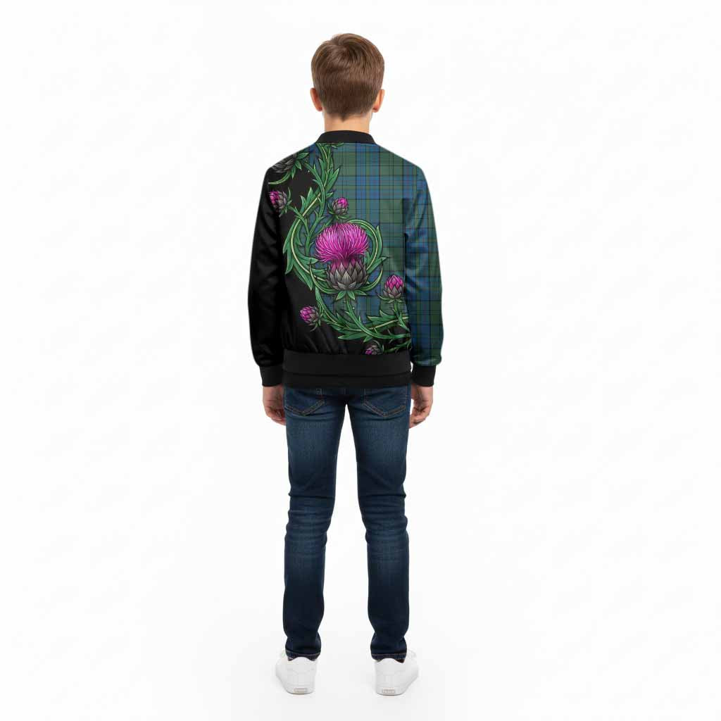 Lockhart Tartan Kid Bomber Jacket Resilient Scottish Thistle - Tartan Vibes Clothing