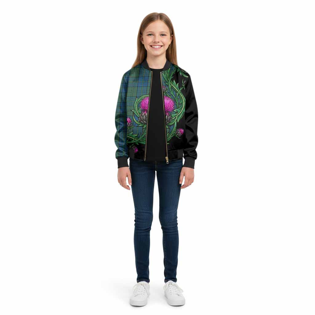 Lockhart Tartan Kid Bomber Jacket Resilient Scottish Thistle - Tartan Vibes Clothing