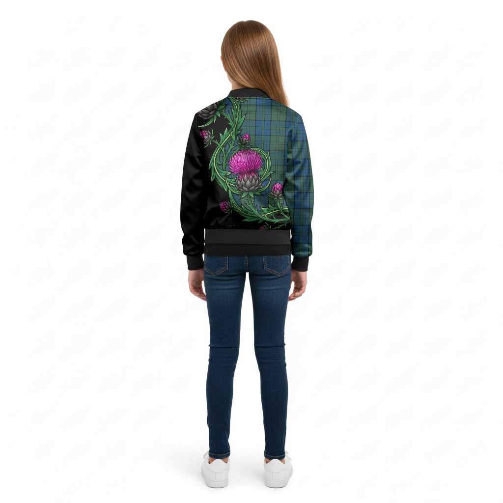 Lockhart Tartan Kid Bomber Jacket Resilient Scottish Thistle - Tartan Vibes Clothing