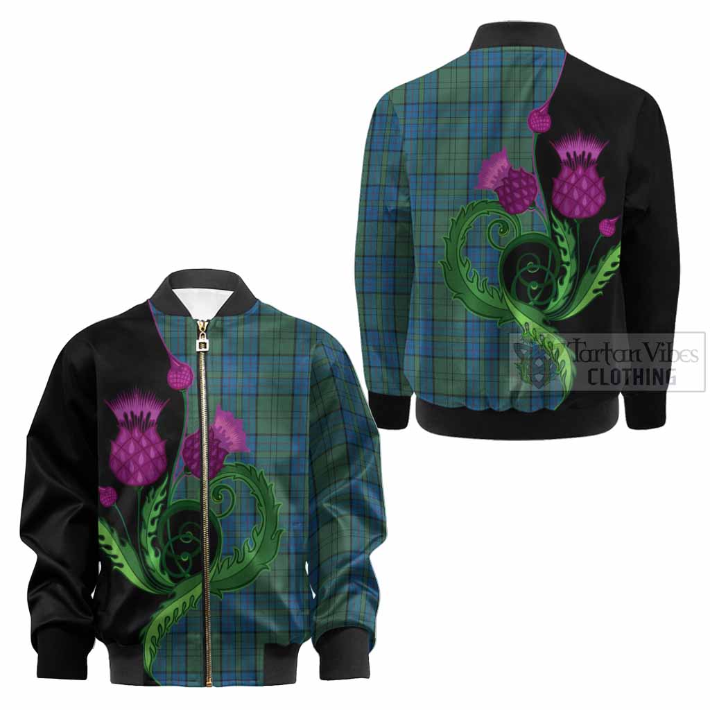 Lockhart Tartan Kid Bomber Jacket Traditional Scottish Thistle - Tartan Vibes Clothing