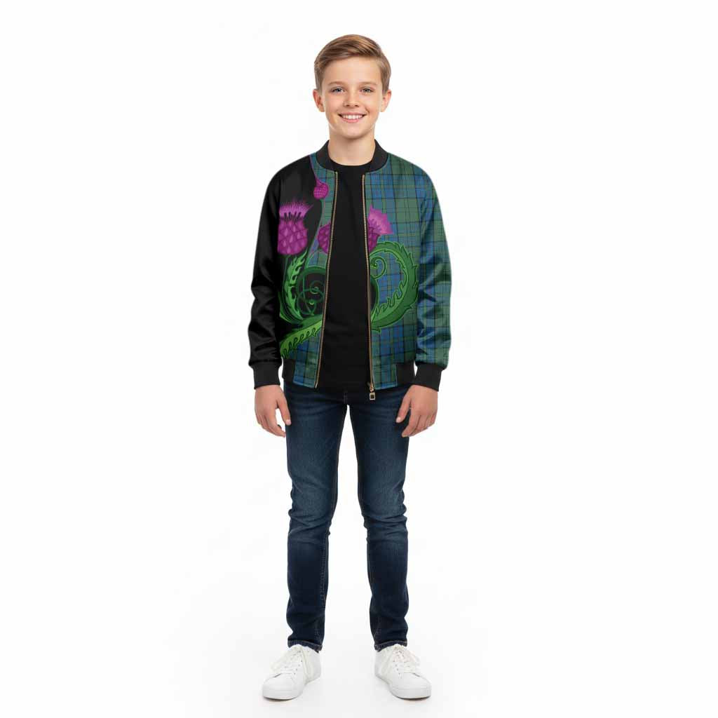Lockhart Tartan Kid Bomber Jacket Traditional Scottish Thistle - Tartan Vibes Clothing