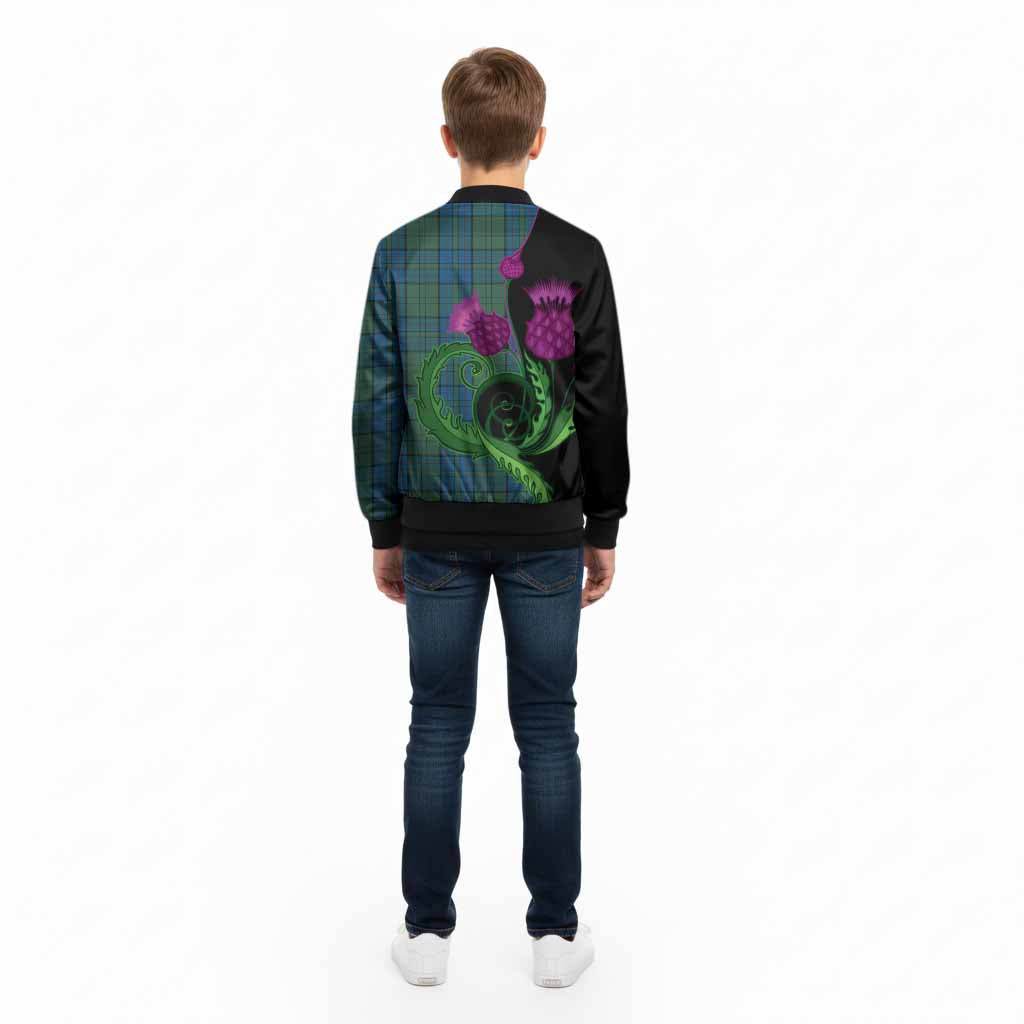Lockhart Tartan Kid Bomber Jacket Traditional Scottish Thistle - Tartan Vibes Clothing