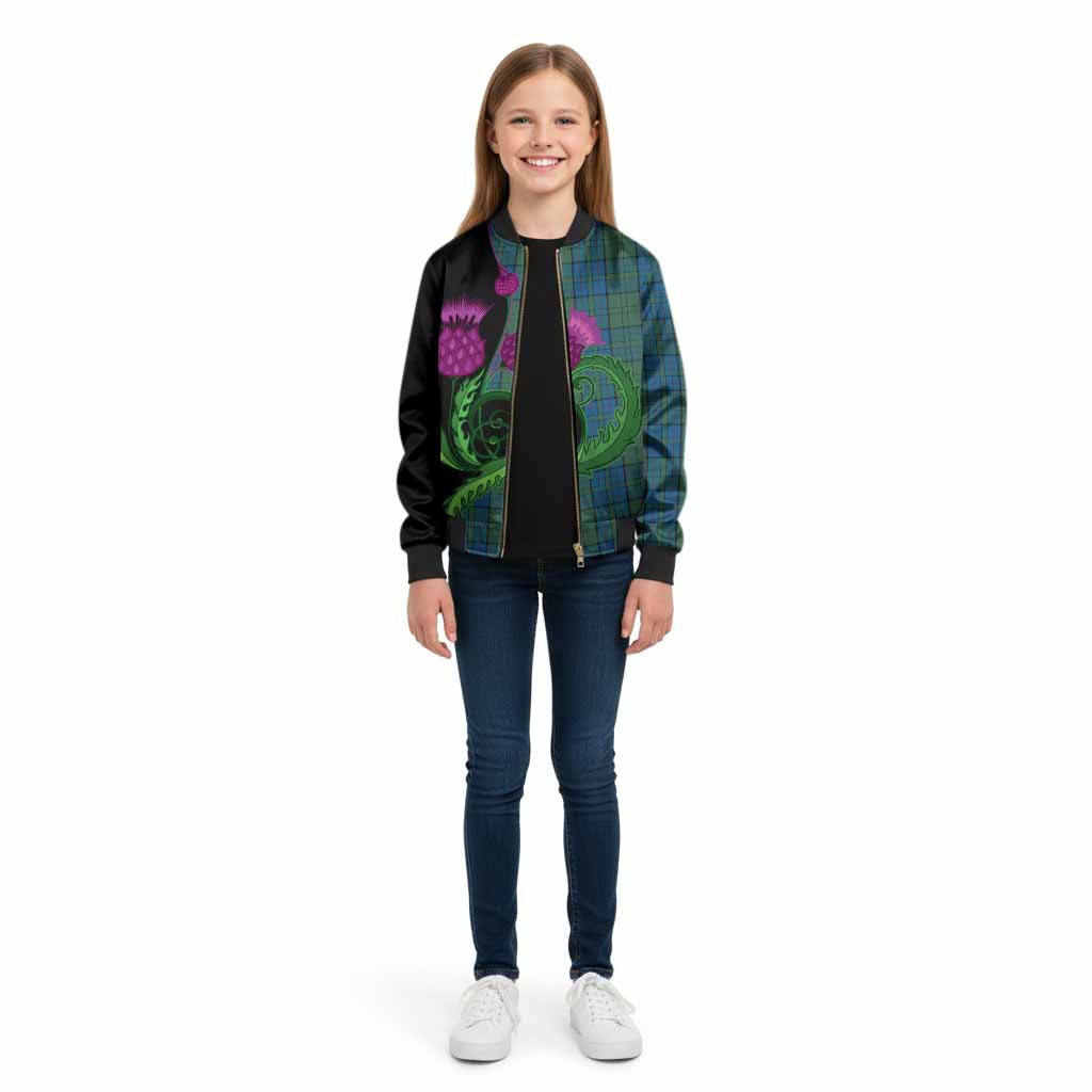 Lockhart Tartan Kid Bomber Jacket Traditional Scottish Thistle - Tartan Vibes Clothing