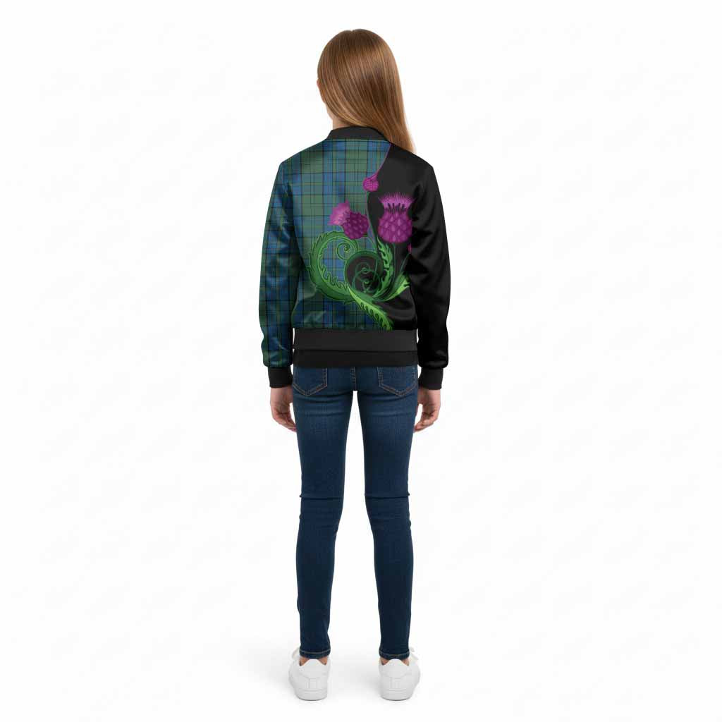 Lockhart Tartan Kid Bomber Jacket Traditional Scottish Thistle - Tartan Vibes Clothing
