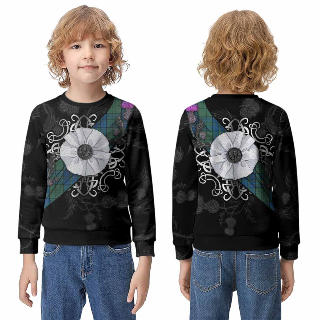 Lockhart Tartan Kid Knitted Sweatshirt Jacobite White Rose - Tartan Vibes Clothing