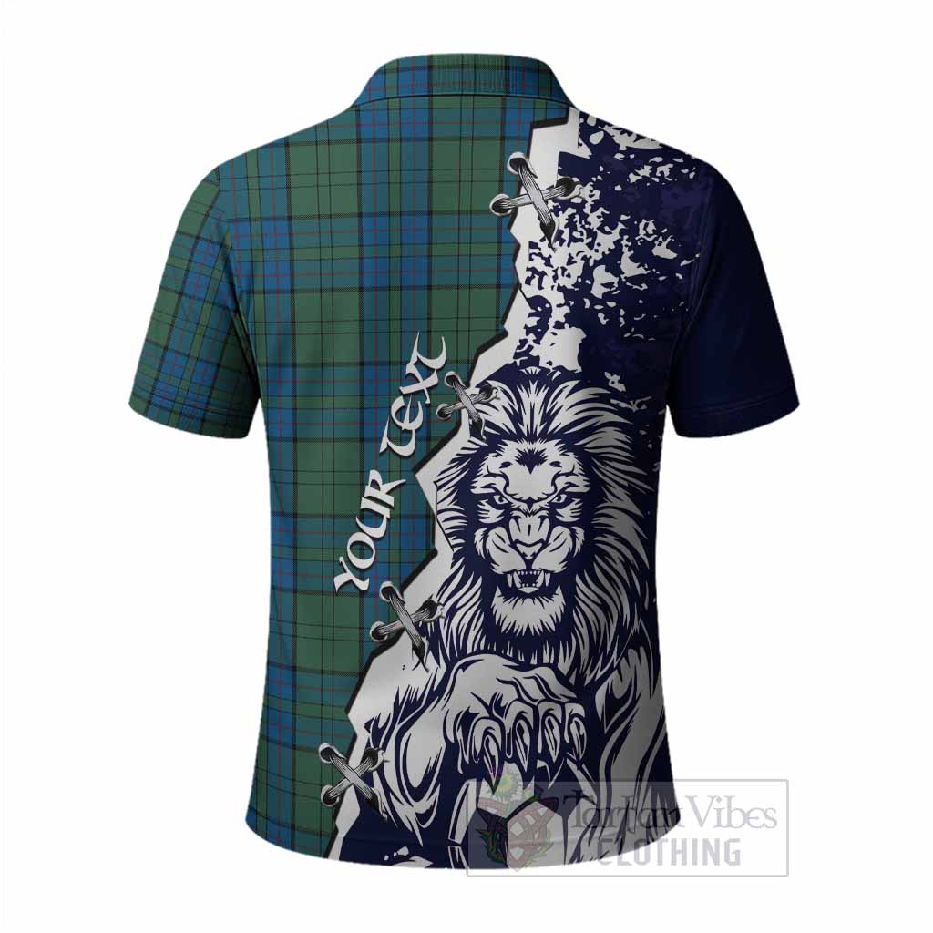 Lockhart Tartan Scottish Polo Shirt Angry Lion With Soccer Ball Style