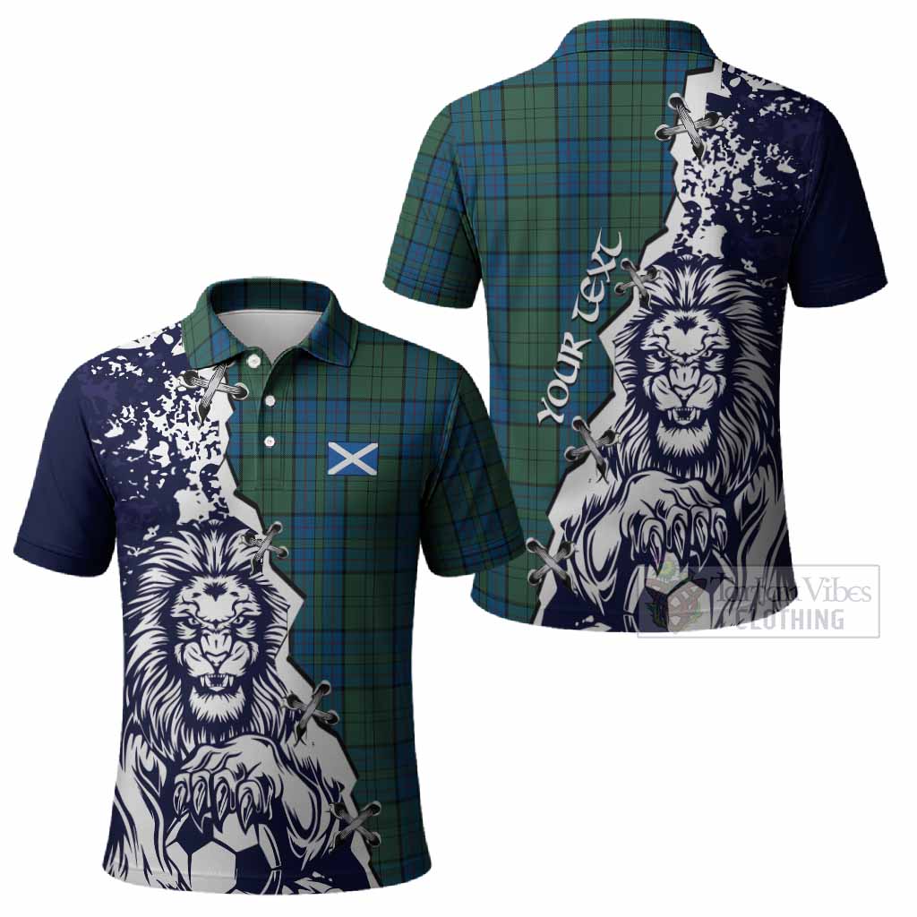 Lockhart Tartan Scottish Polo Shirt Angry Lion With Soccer Ball Style