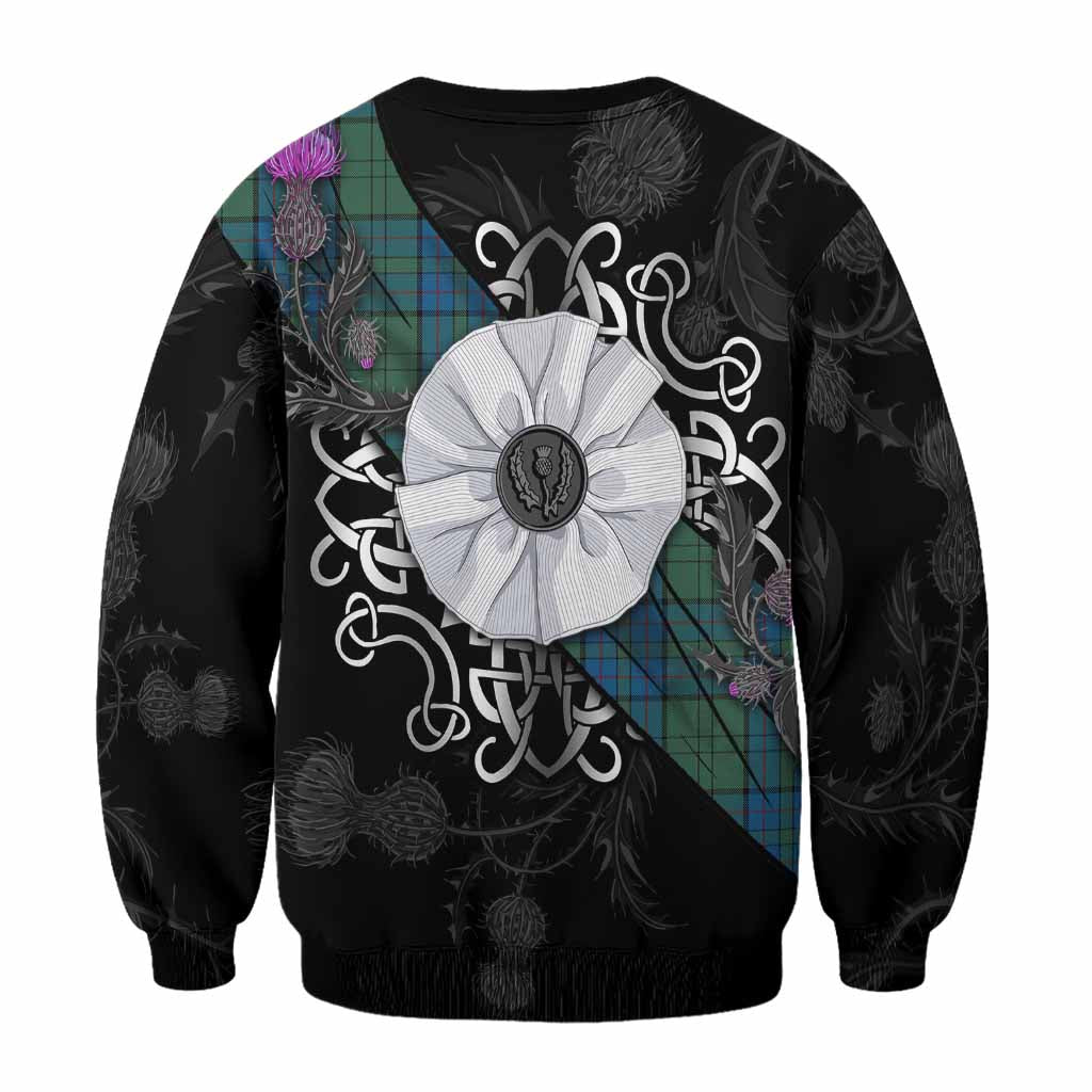 Lockhart Tartan Sweatshirt Jacobite White Rose - Tartan Vibes Clothing