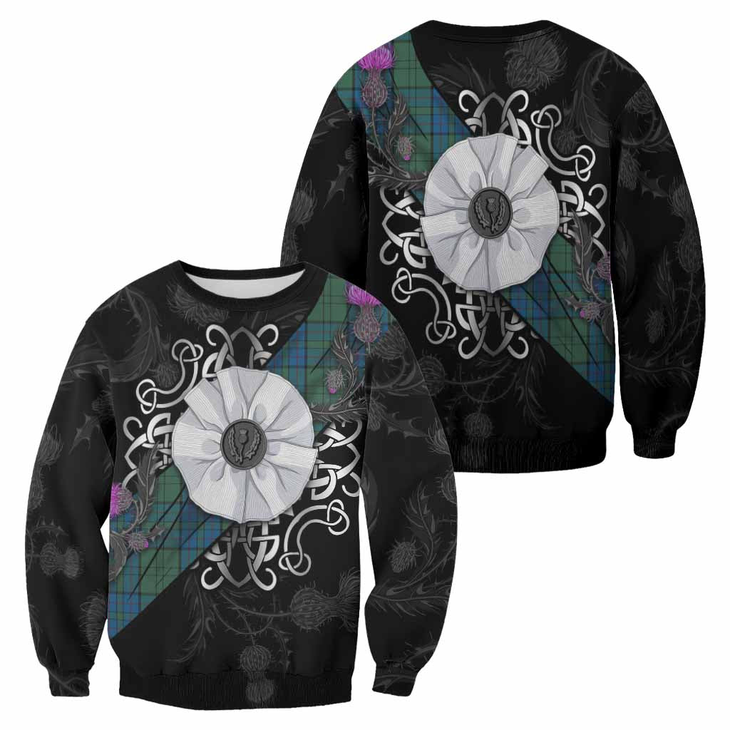 Lockhart Tartan Sweatshirt Jacobite White Rose - Tartan Vibes Clothing