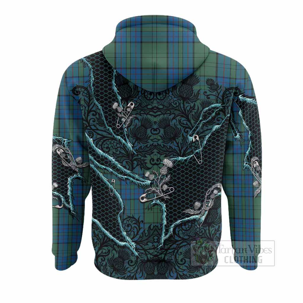 Lockhart Tartan Thistle Dark Gothic Hoodie - Tartan Vibes Clothing