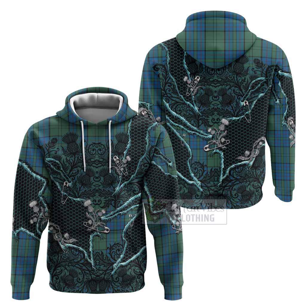 Lockhart Tartan Thistle Dark Gothic Hoodie - Tartan Vibes Clothing