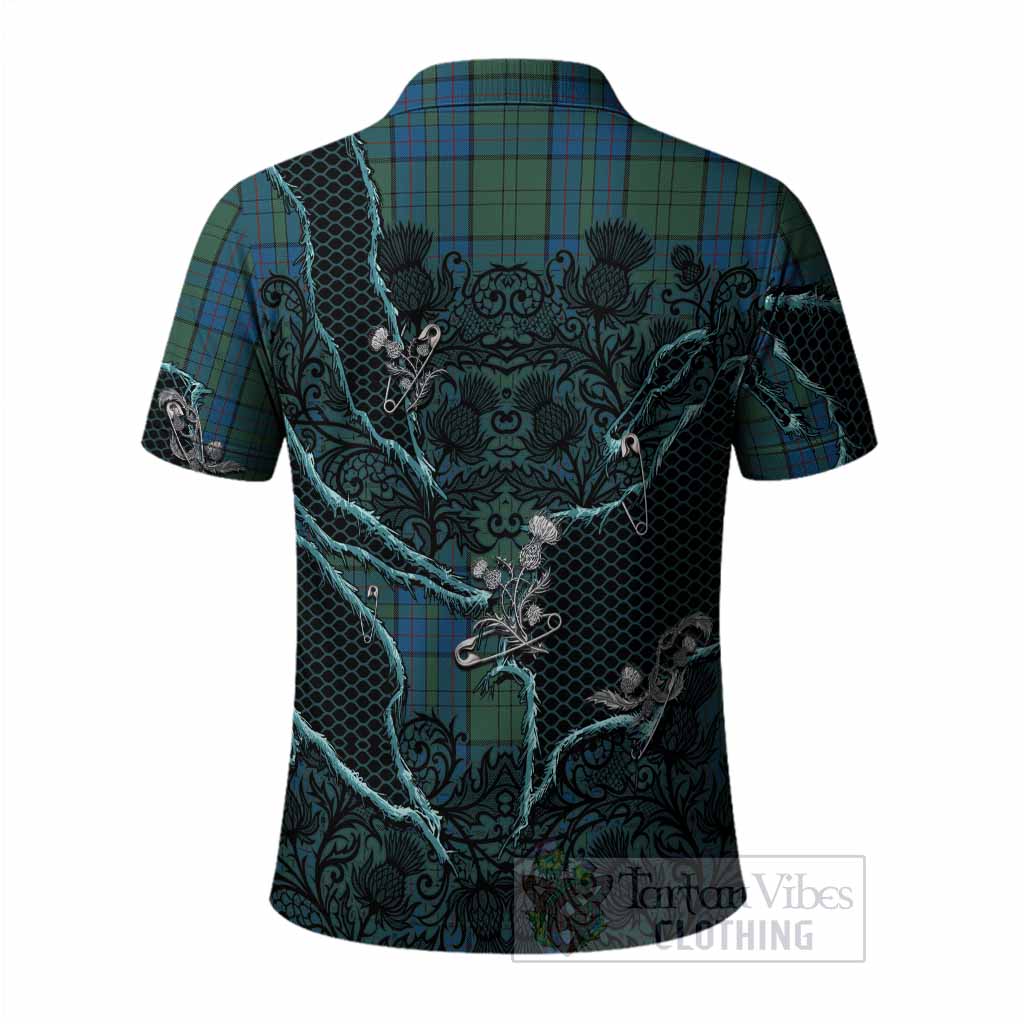 Lockhart Tartan Thistle Dark Gothic Polo Shirt - Tartan Vibes Clothing