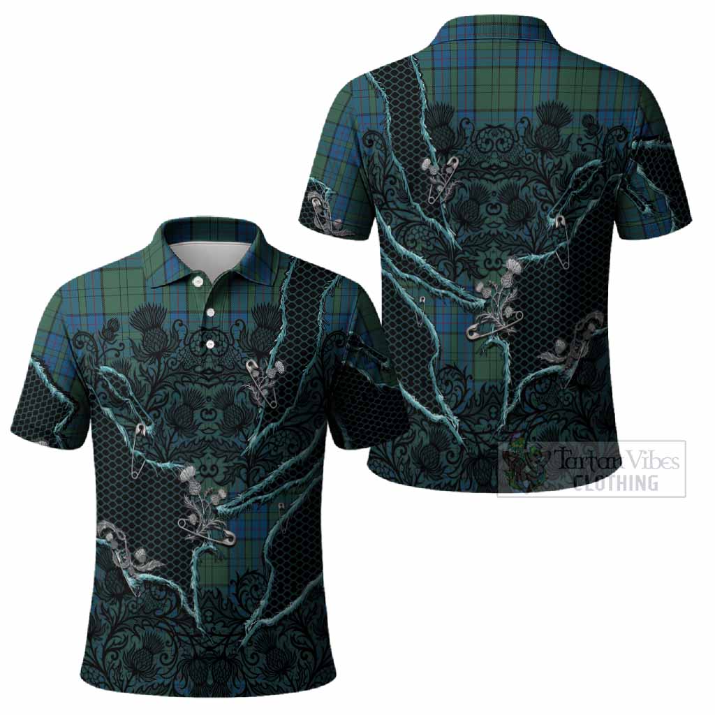 Lockhart Tartan Thistle Dark Gothic Polo Shirt - Tartan Vibes Clothing