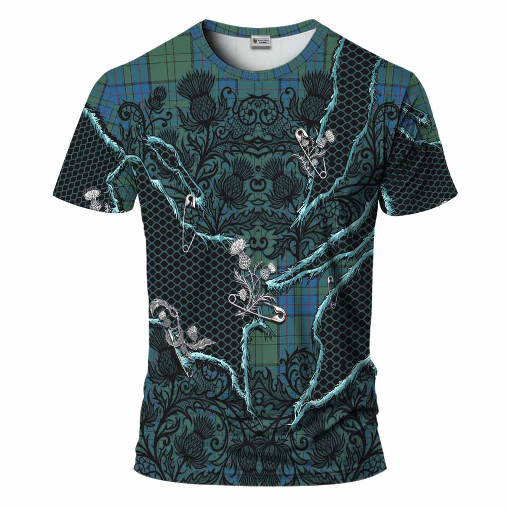 Lockhart Tartan Thistle Dark Gothic T-Shirt Kid's Shirt - Tartan Vibes Clothing