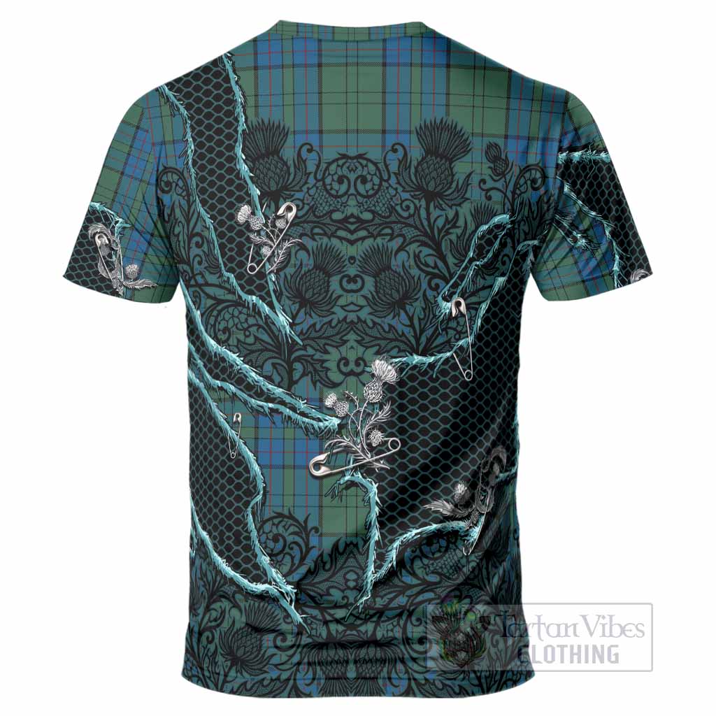 Lockhart Tartan Thistle Dark Gothic T-Shirt - Tartan Vibes Clothing
