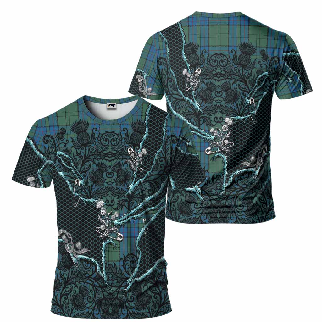 Lockhart Tartan Thistle Dark Gothic T-Shirt - Tartan Vibes Clothing