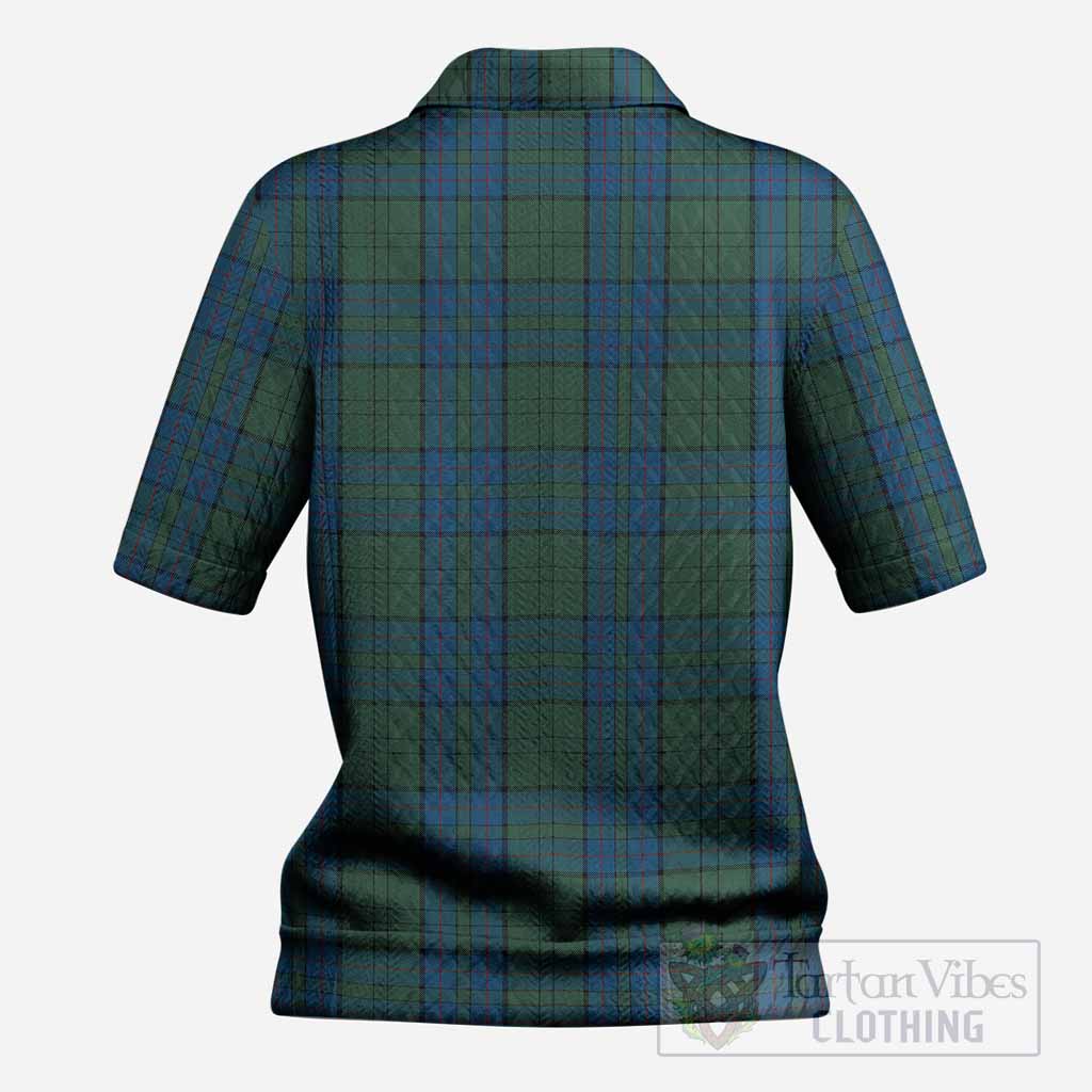 Lockhart Tartan Women’s Polo Sweater Top with Family Crest