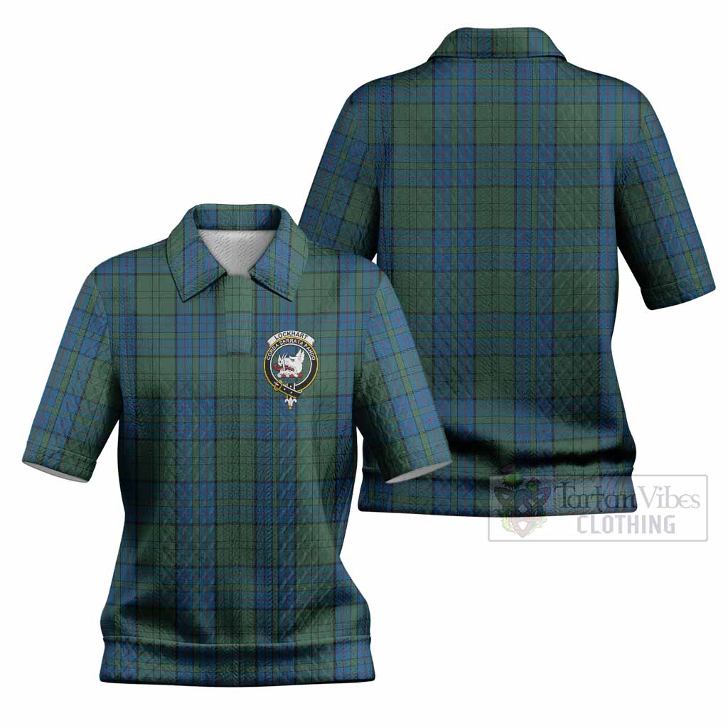 Lockhart Tartan Women’s Polo Sweater Top with Family Crest