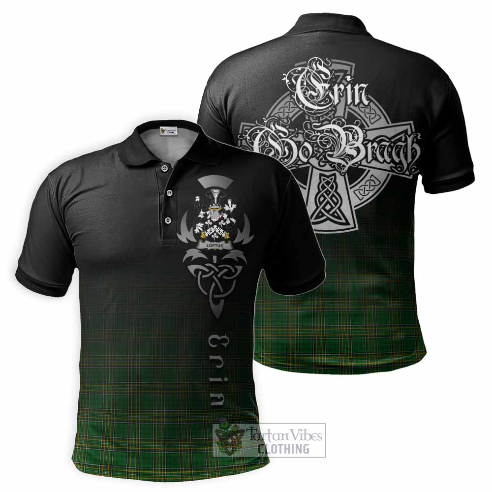 Tartan Vibes Clothing Loftus Irish Clan Polo Shirt with Coat of Arms Erin Go Bragh Celtic Inspired
