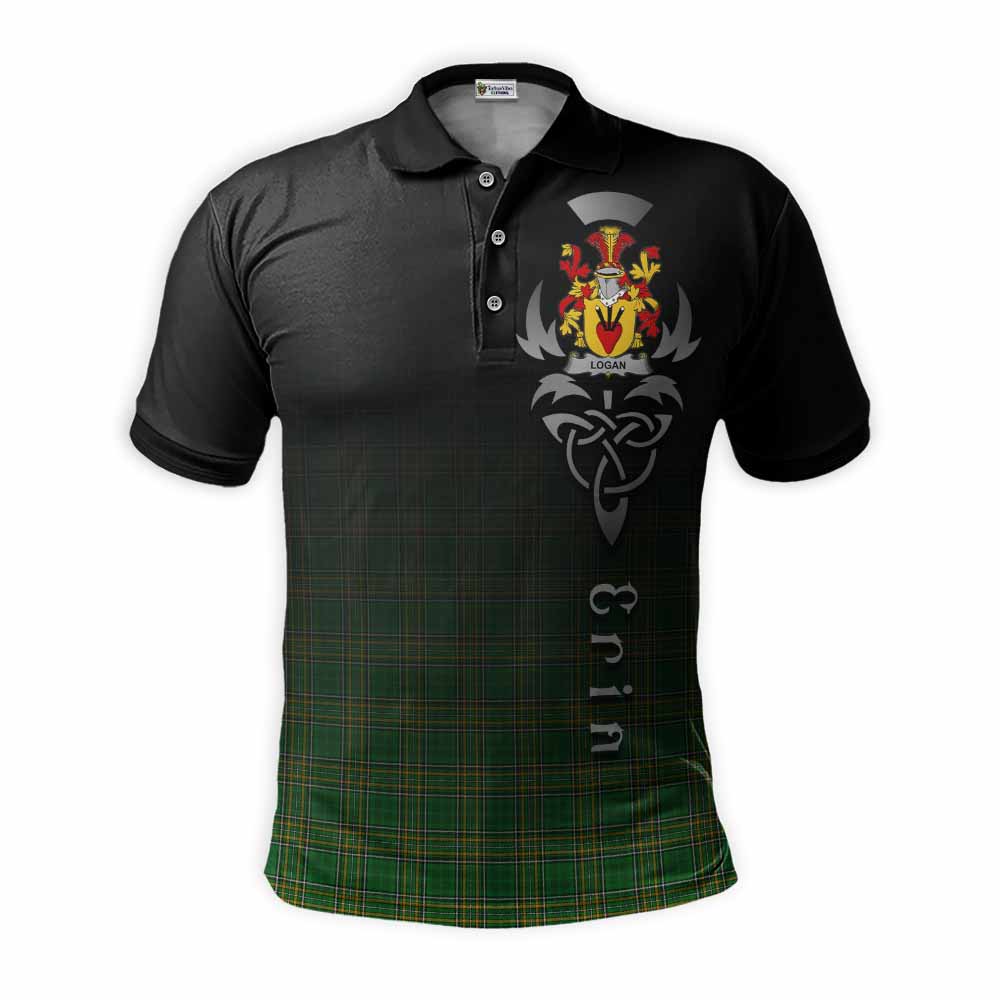 Tartan Vibes Clothing Logan Irish Clan Polo Shirt with Coat of Arms Erin Go Bragh Celtic Inspired