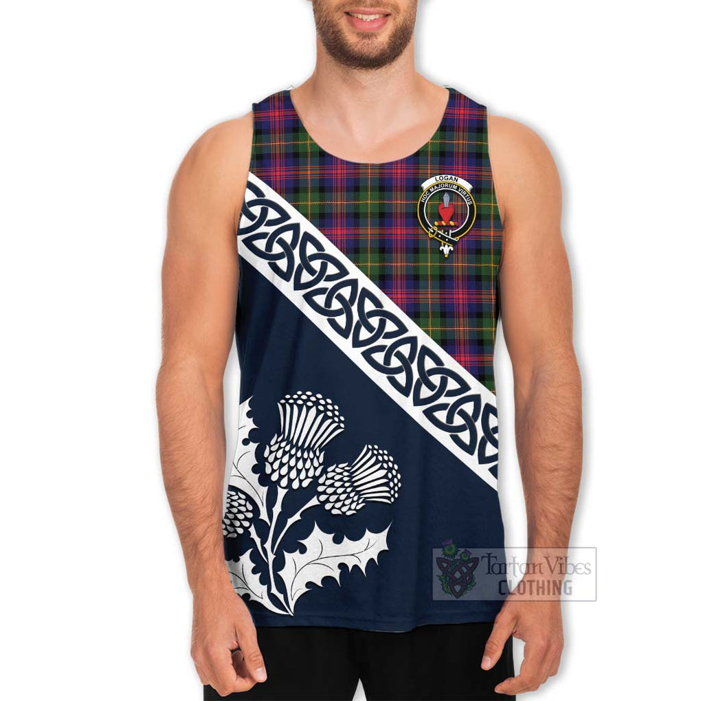 Tartan Vibes Clothing Logan Tartan Men's Tank Top Featuring Thistle and Scotland Map