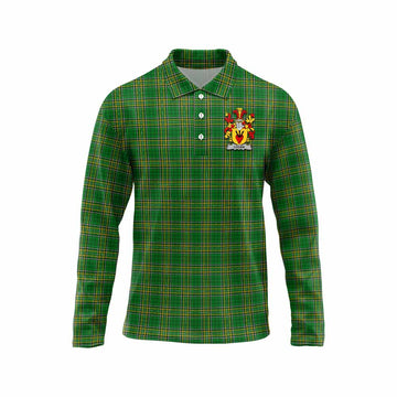 Logan Irish Clan Tartan Long Sleeve Polo Shirt with Coat of Arms Unisex - Tartan Vibes Clothing