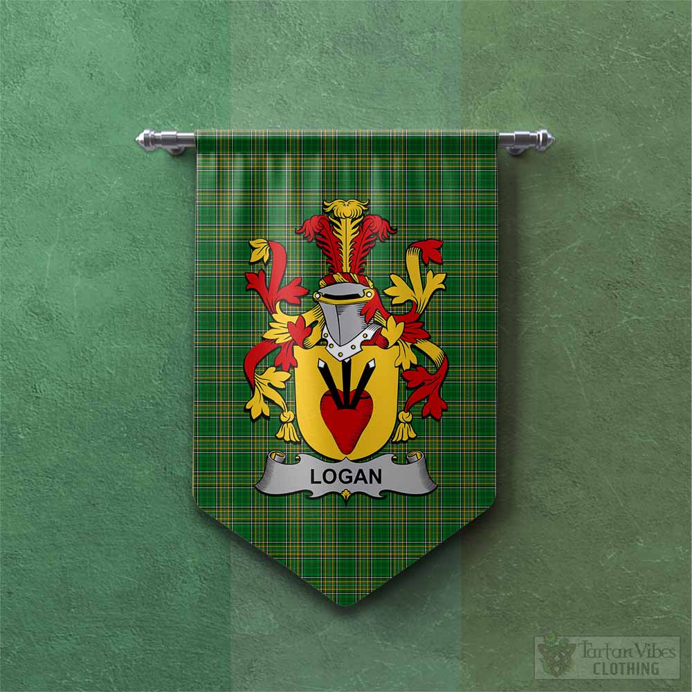 Tartan Vibes Clothing Logan Irish Clan Tartan Gonfalon, Tartan Banner with Coat of Arms