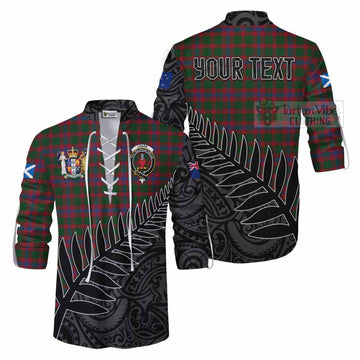 Tartan Vibes Clothing Logan Crest Tartan Ghillie Kilt Shirt with New Zealand Silver Fern Half Style
