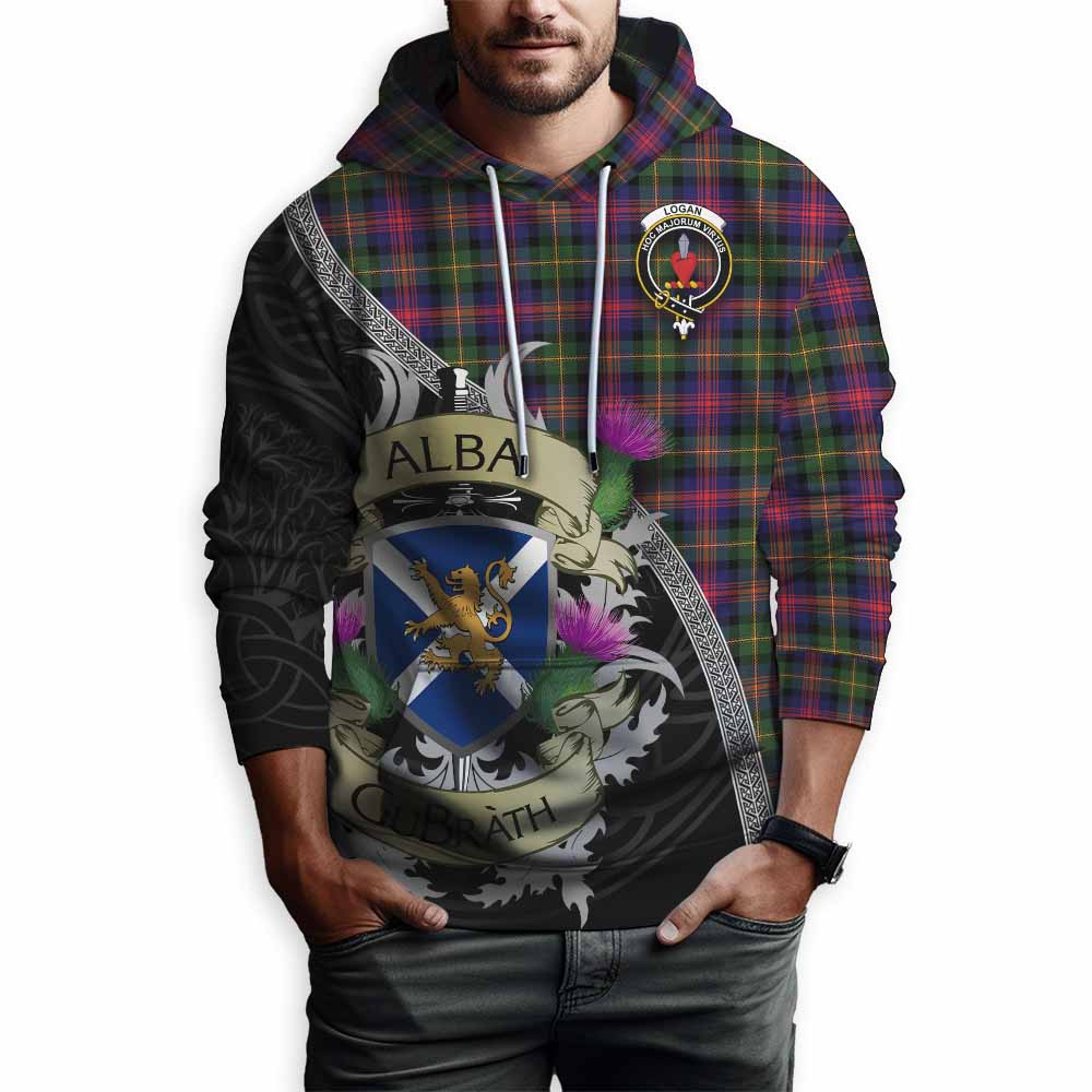 Logan Tartan Family Crest Hoodie Lion Rampant Royal Thistle Shield Celtic Inspired Pullover Hoodie - Tartan Vibes Clothing