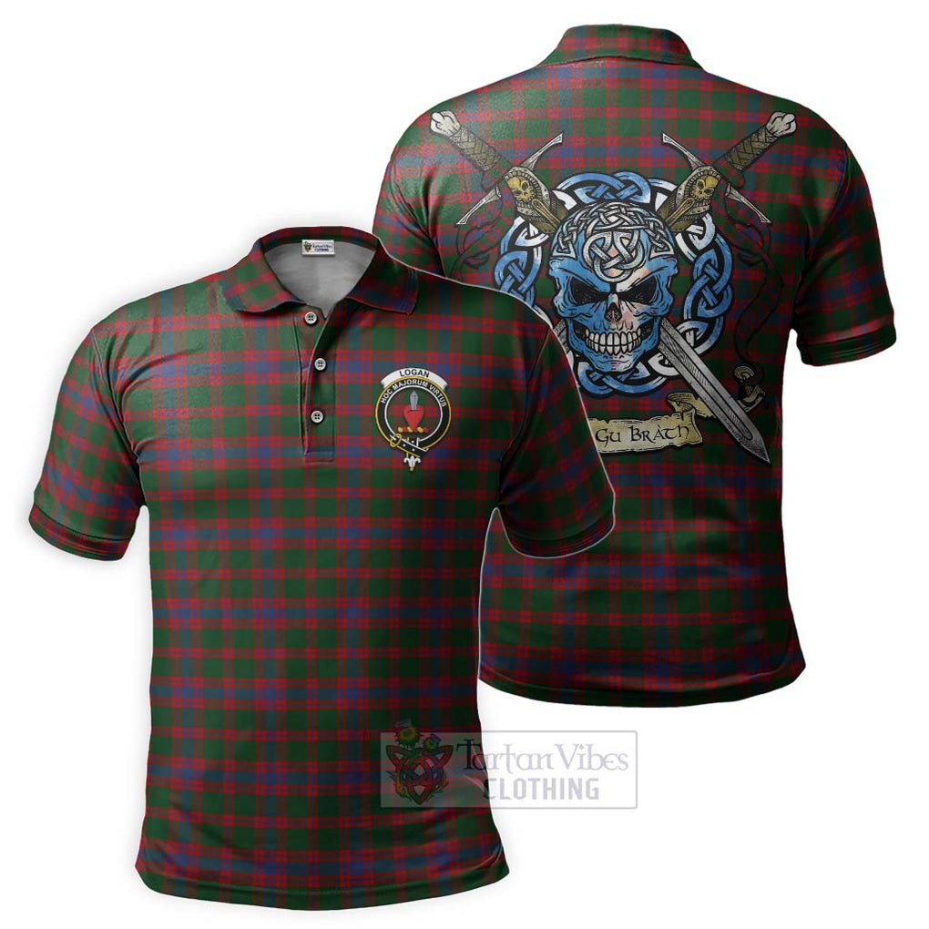 Tartan Vibes Clothing Logan Tartan Polo Shirt with Family Crest Celtic Skull Style