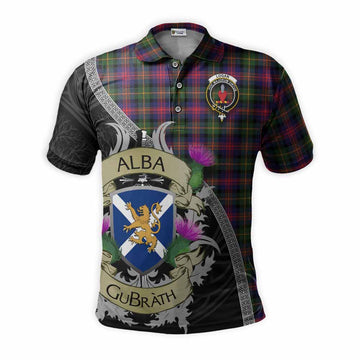 Logan Tartan Family Crest Polo Shirt Lion Rampant Royal Thistle Shield Celtic Inspired