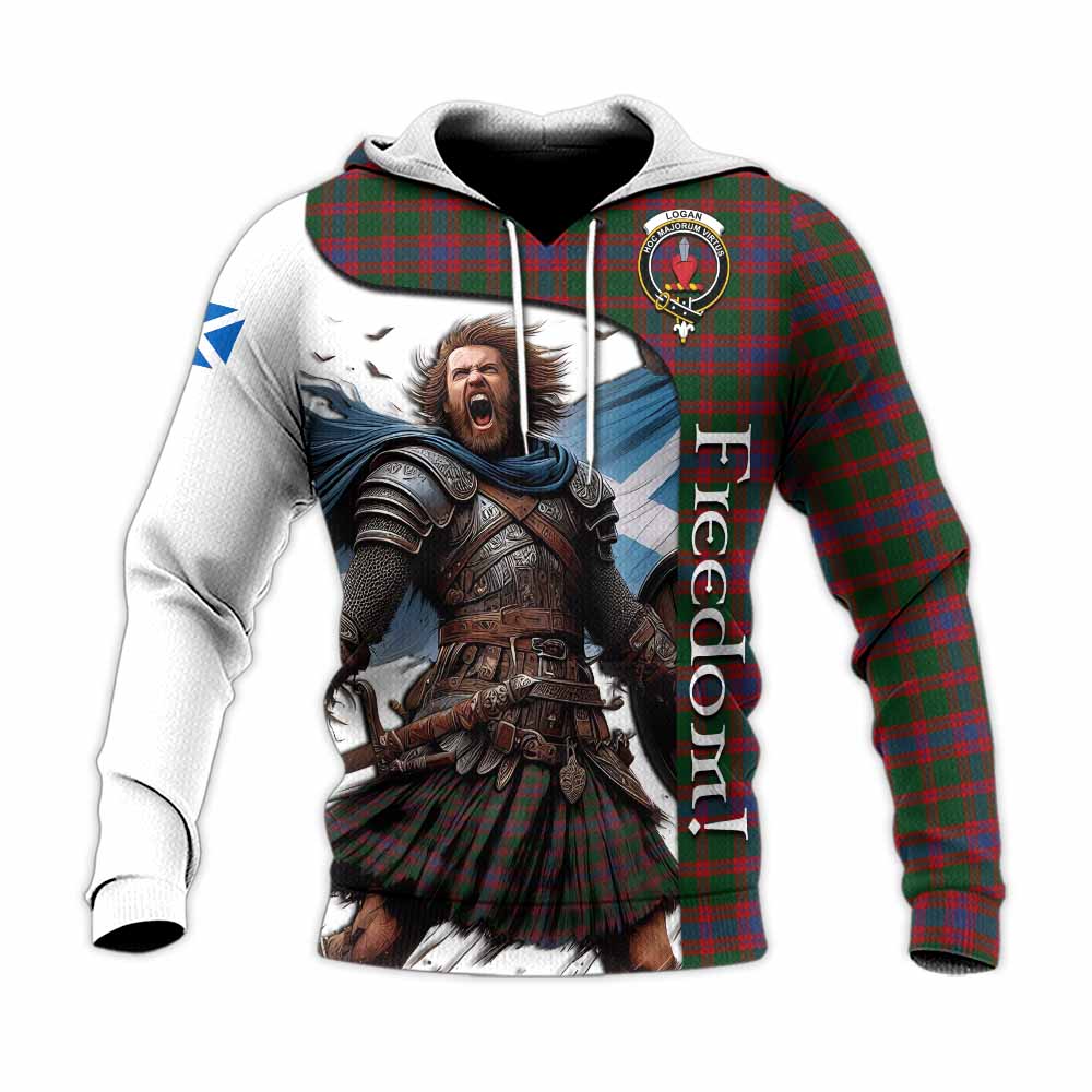 Tartan Vibes Clothing Logan Crest Tartan Knitted Hoodie Inspired by the Freedom of Scottish Warrior