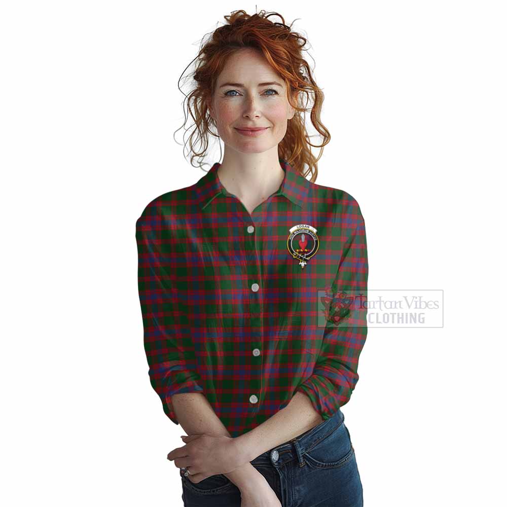 Tartan Vibes Clothing Logan Tartan Women's Casual Shirt with Family Crest DNA In Me Style