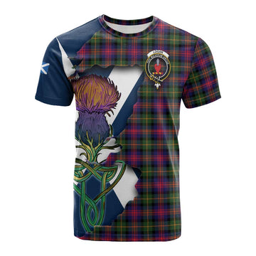 Logan Tartan Family Crest Cotton T-shirt Scottish Thistle Celtic Inspired