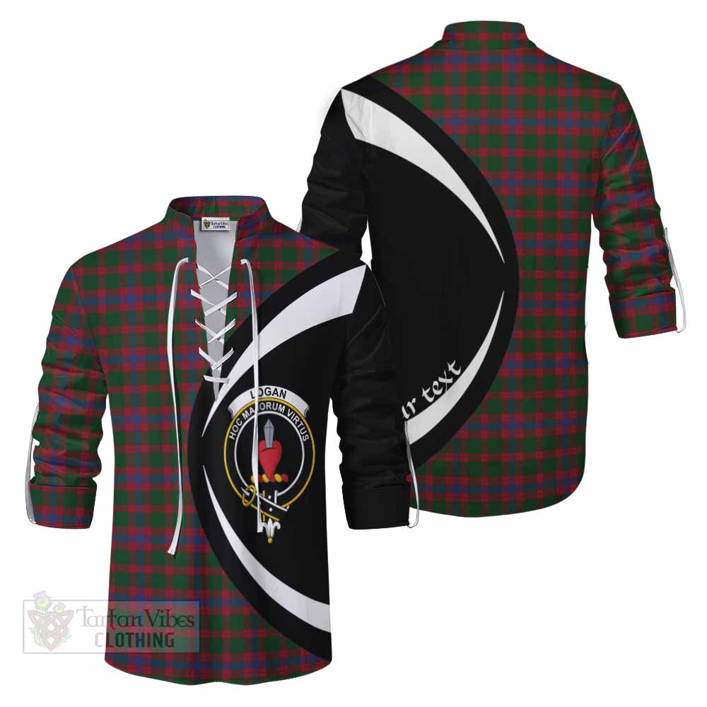 Tartan Vibes Clothing Logan Tartan Ghillie Kilt Shirt with Family Crest Circle Style
