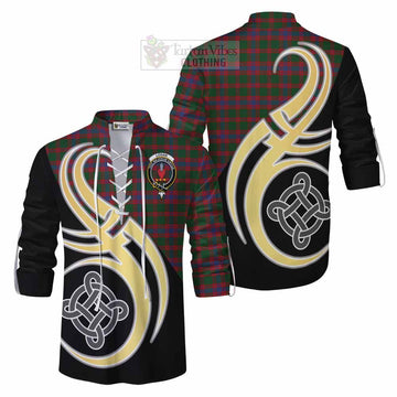 Tartan Vibes Clothing Logan Tartan Ghillie Kilt Shirt with Family Crest and Celtic Symbol Style