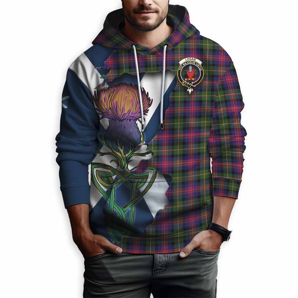 Tartan Vibes Clothing Logan Tartan Family Crest Hoodie Scottish Thistle Celtic Inspired