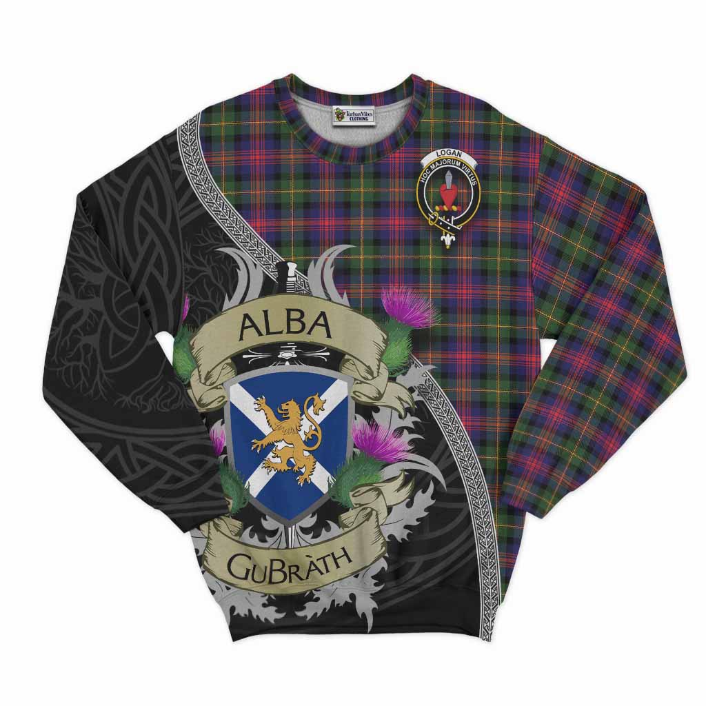 Tartan Vibes Clothing Logan Tartan Family Crest Sweatshirt Lion Rampant Royal Thistle Shield Celtic Inspired