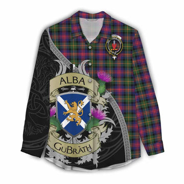 Logan Tartan Family Crest Women's Casual Shirt Lion Rampant Royal Thistle Shield Celtic Inspired