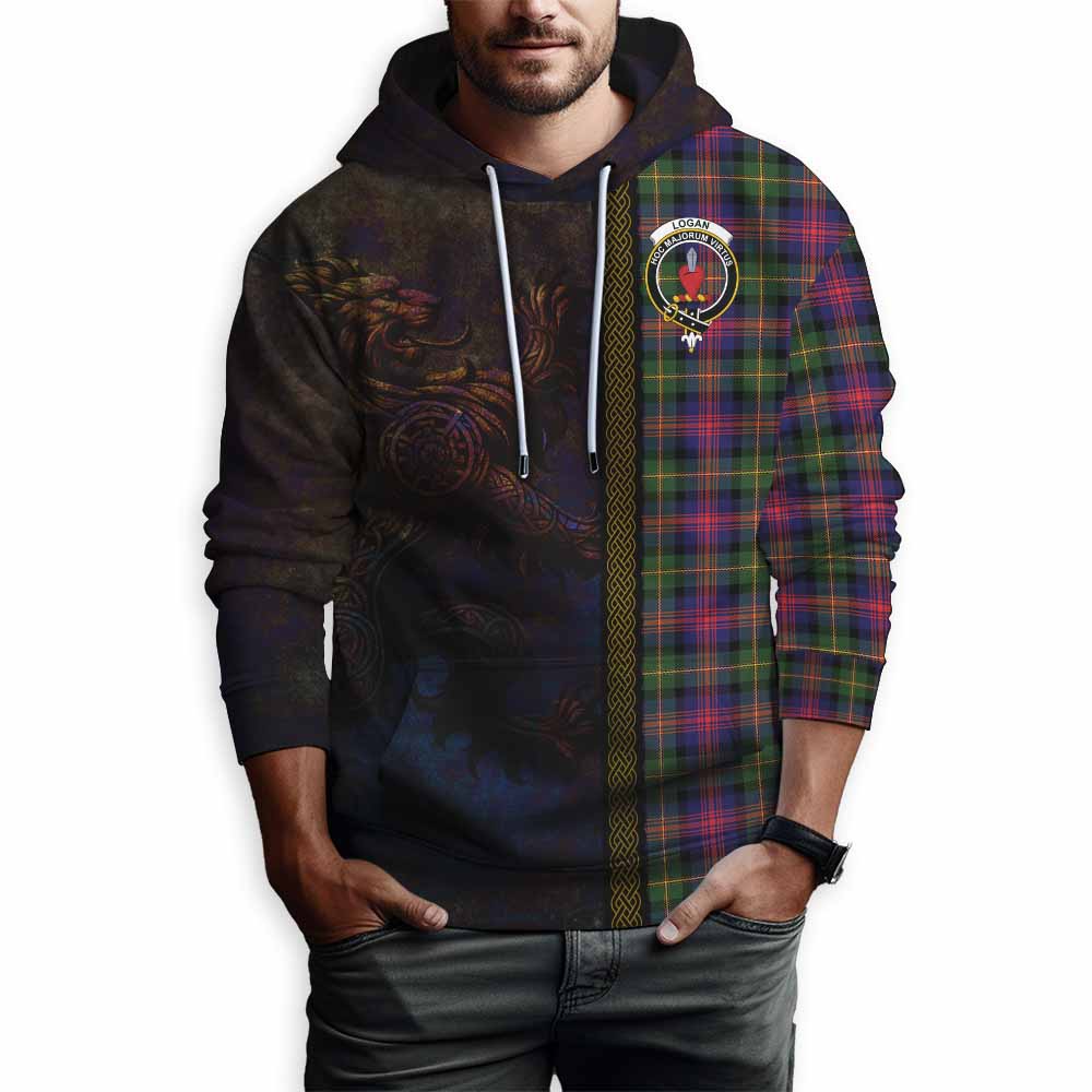 Tartan Vibes Clothing Logan Tartan Family Crest Hoodie Alba Gu Brath Be Brave Lion Ancient Style