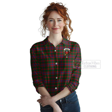 Logan Tartan Women's Casual Shirt with Family Crest Celtic Skull Style