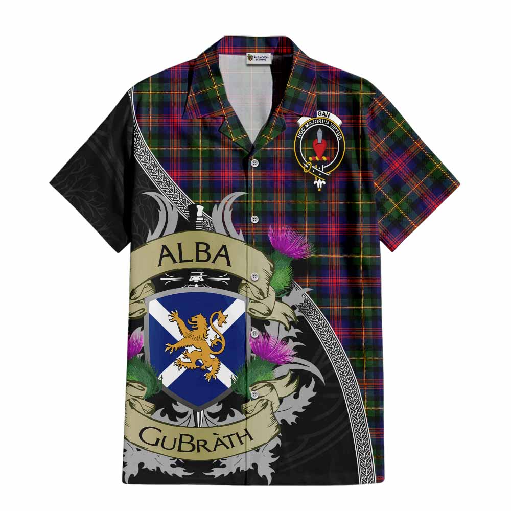 Tartan Vibes Clothing Logan Tartan Family Crest Short Sleeve Button Shirt Lion Rampant Royal Thistle Shield Celtic Inspired