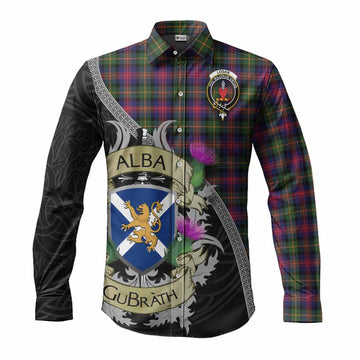 Logan Tartan Family Crest Long Sleeve Button Shirt Lion Rampant Royal Thistle Shield Celtic Inspired