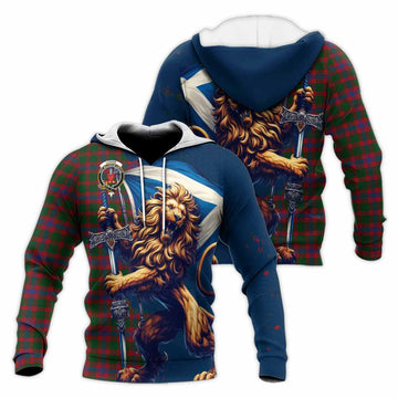 Tartan Vibes Clothing Logan Tartan Family Crest Knitted Hoodie with Scottish Majestic Lion